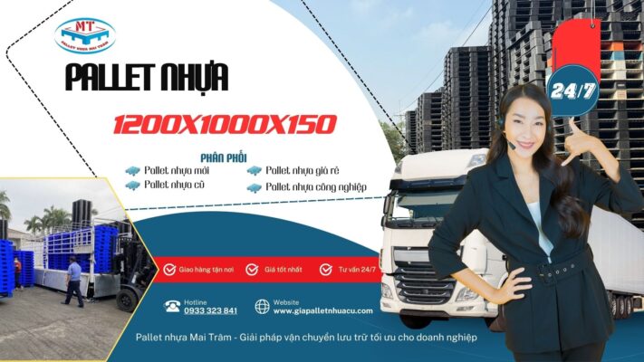 Pallet nhựa kích thước 1200 x 1000 x 150mm